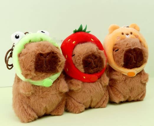 Capybara Plush Keychain – BIG Neck Hood Series
