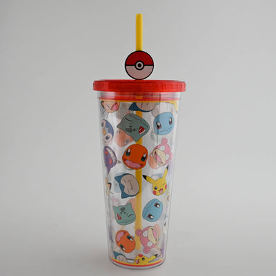 Pokemon Multi Character Head Toss AOP 24oz Plastic Cold Cup