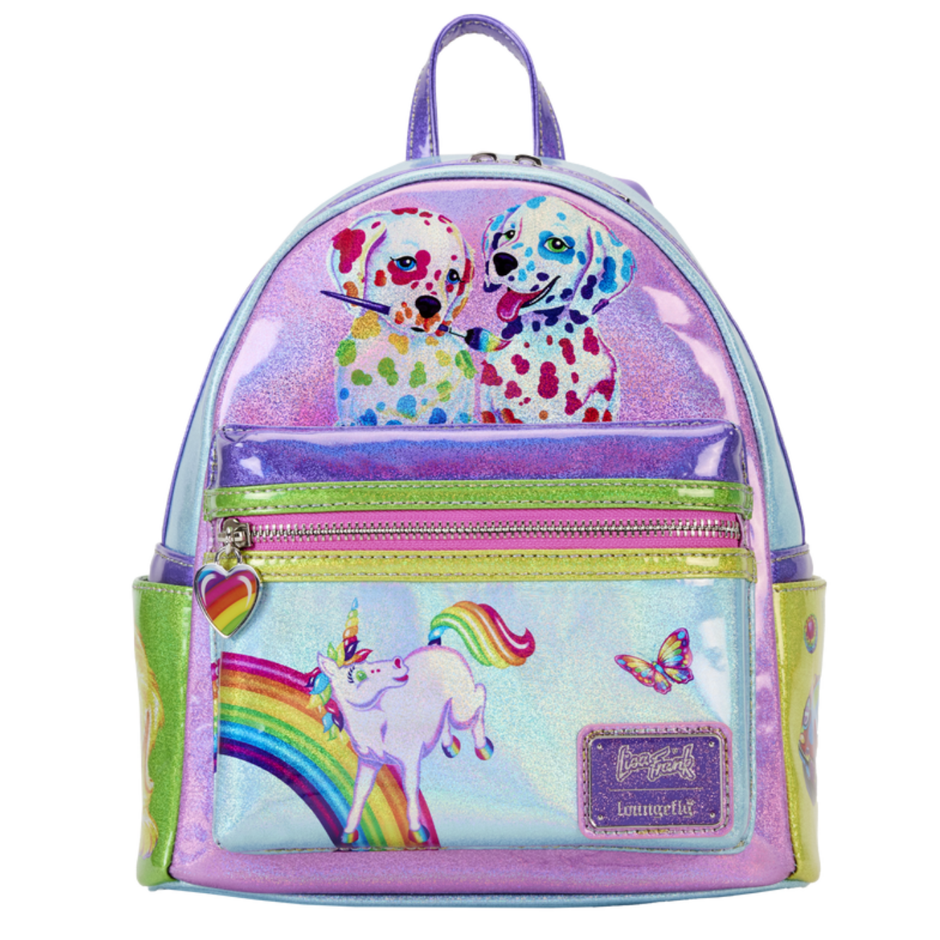 girls' mini glitter backpack Lisa Frank Holographic Glitter Color Block Mini Backpack – Replay Toys LLC