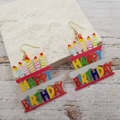 Happy Birthday Party Cake Earrings