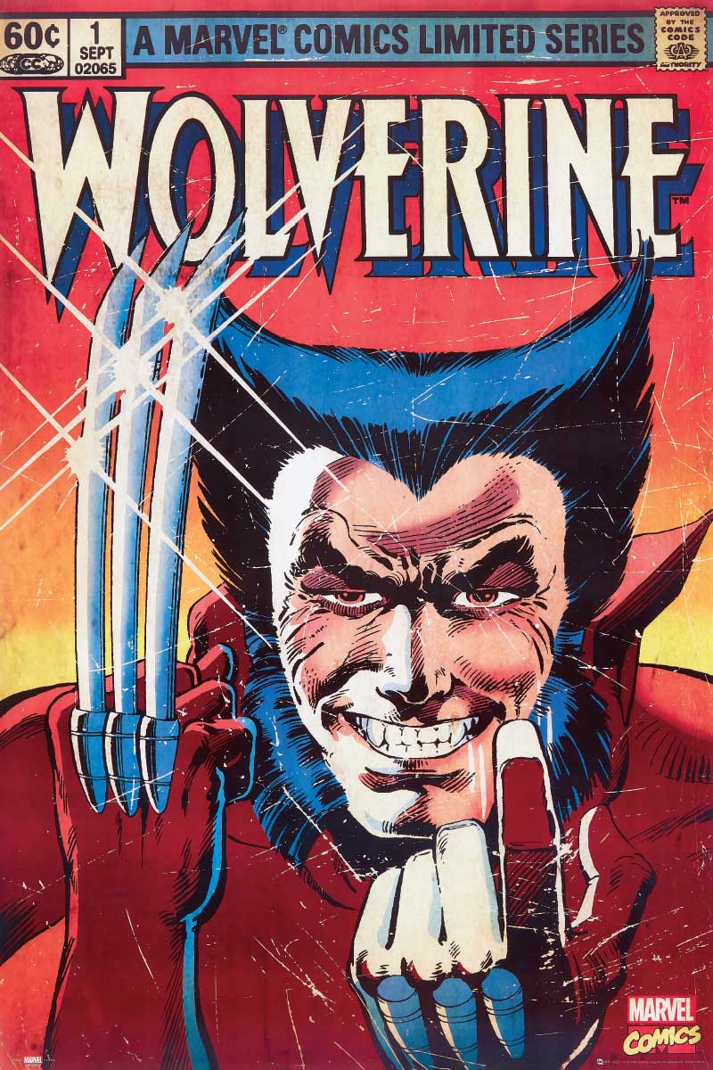 Wolverine Marvel DC Vintage Comic Book Poster 24X36