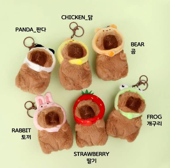 Capybara Plush Keychain – BIG Neck Hood Series