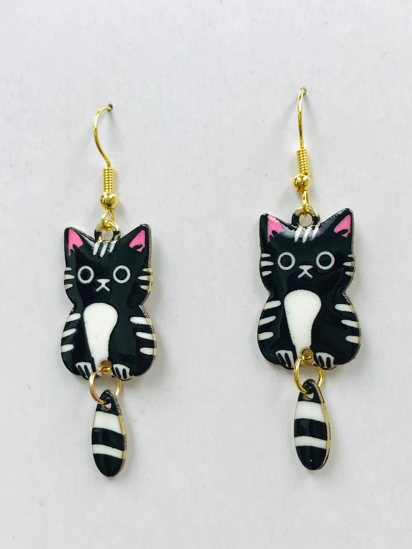 Black Cat Wagging Tail Earrings