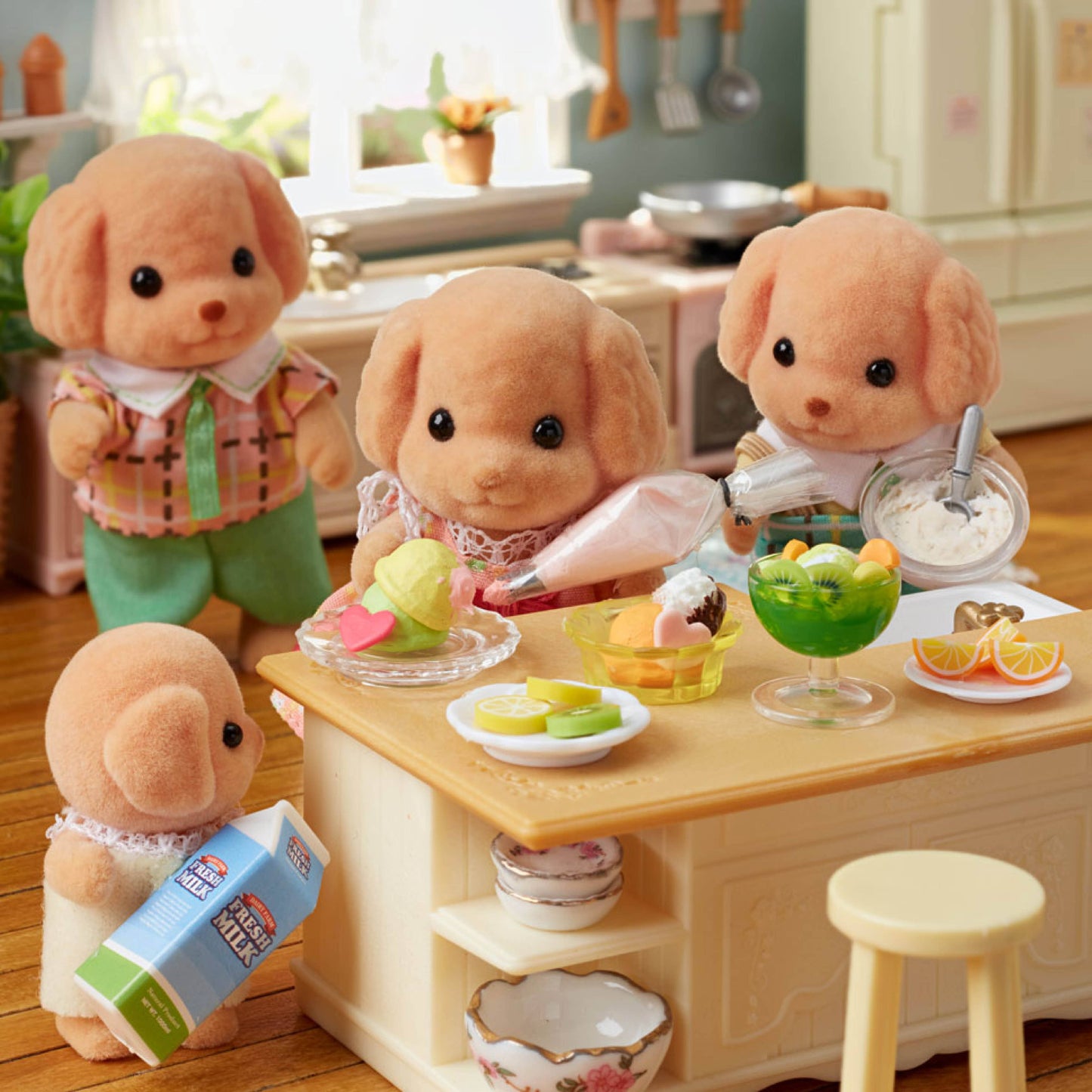Calico Critters Toy Poodle Family, 4 Collectible Figures