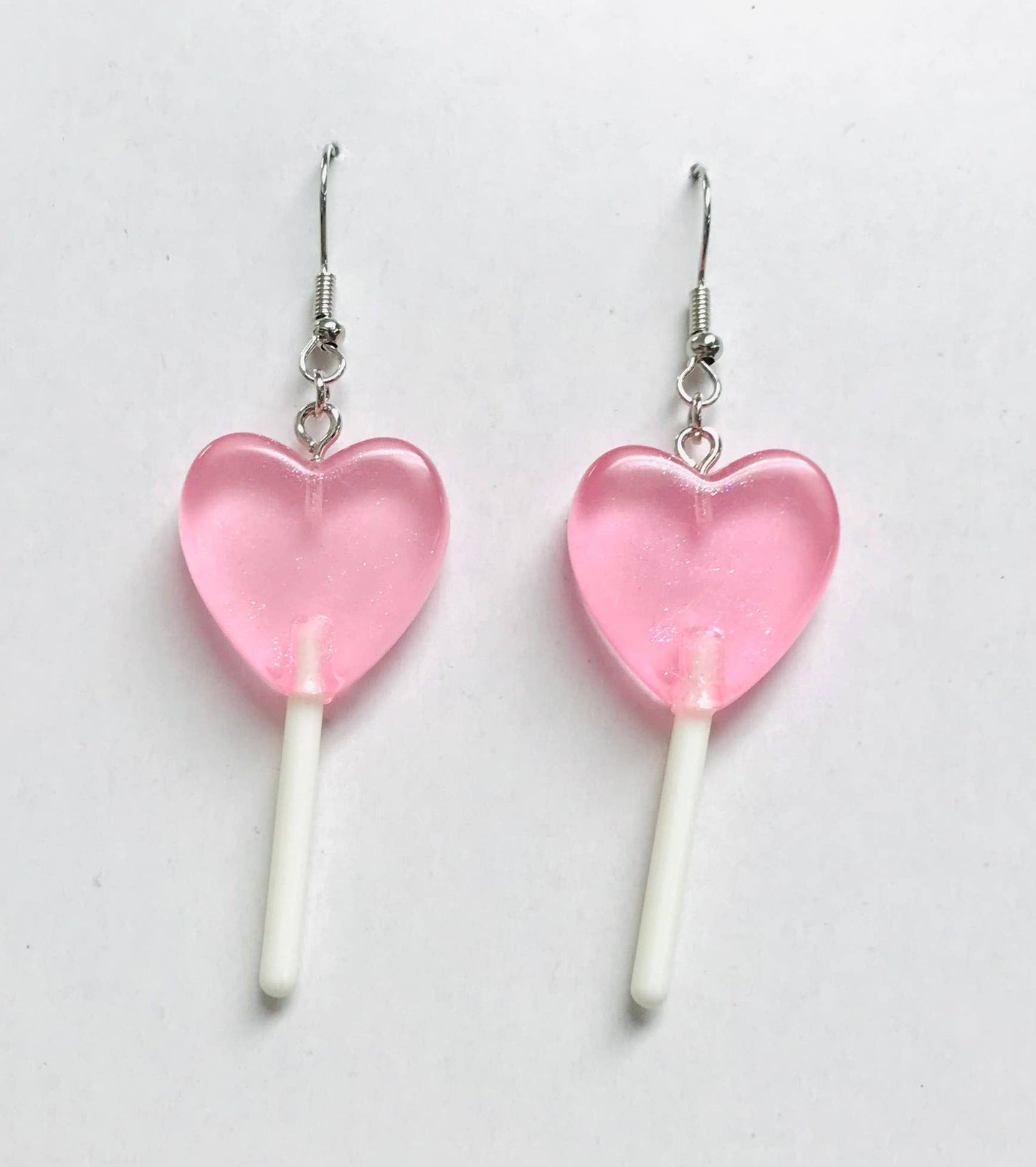 Pink Acrylic Lollipop Earrings Silver Wire