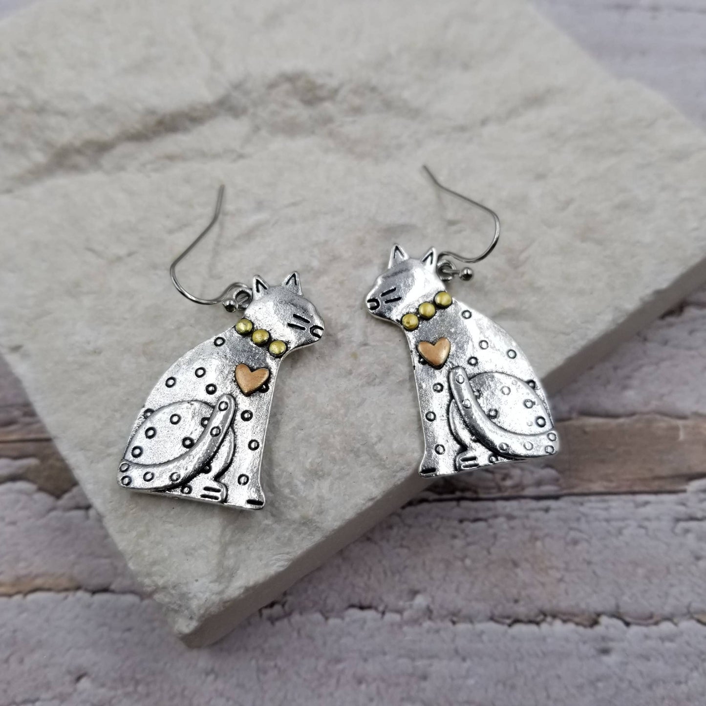 Silver Cute Cat Earrings