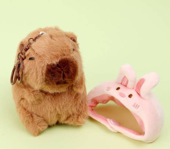 Capybara Plush Keychain – BIG Neck Hood Series