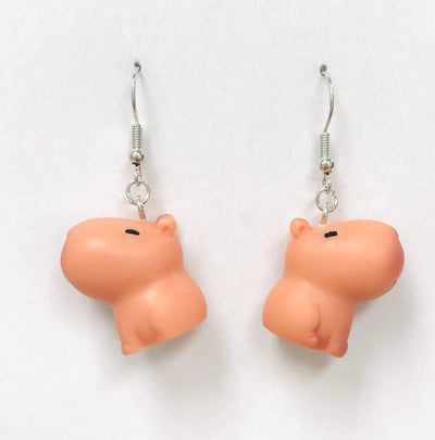 Cute Chubby Capybara Fan Animal Earrings