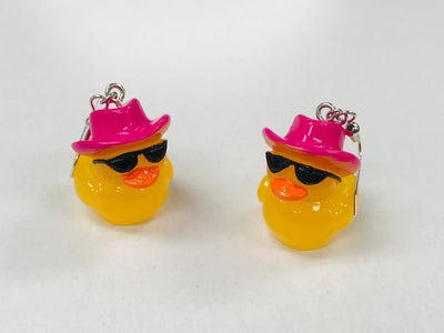 Rubber Duck with sunglasses and Cowboy Hat Earrings 3D