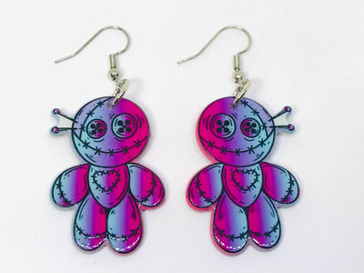 Ghost Voodoo Doll Earrings, Witchcraft Gift