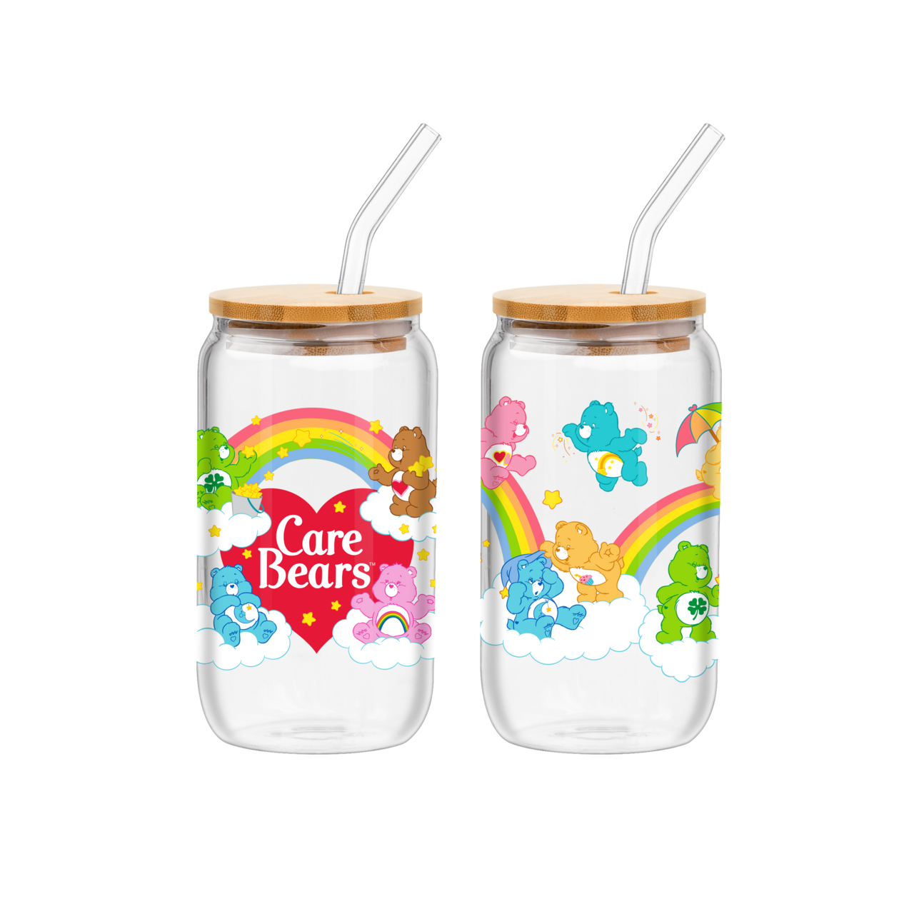 Care Bears Legacy Guide Rainbow Group & Logo 2pk 16oz Glass Tumbler
