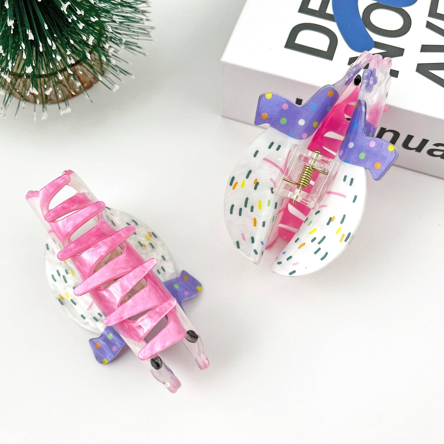 Scarf Bear Hair Clip, Christmas Claw Hair Clip