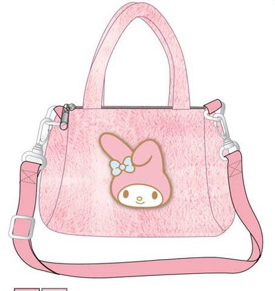 MY MELODY PLUSH BODY DUFFLE PURSE W/APPLIQUE PATCH
