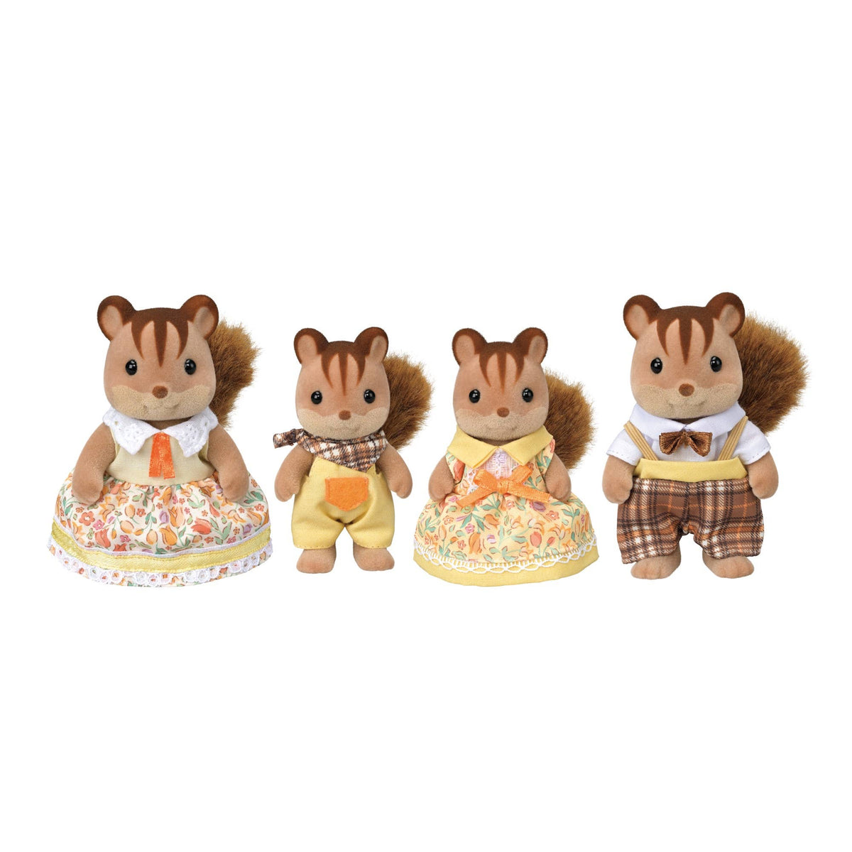 Calico Critters Walnut Squirrel Family, 4 Doll Figures