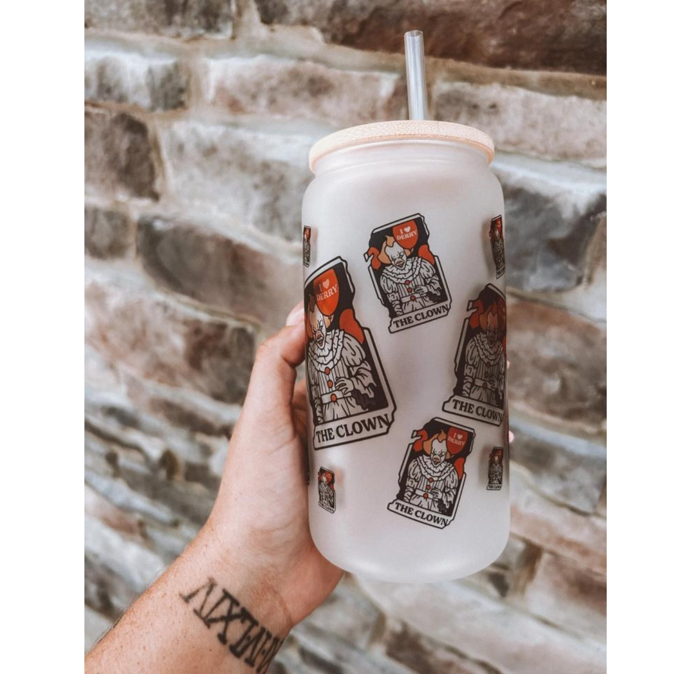 The Clown Tarot Frosted Glass Tumbler