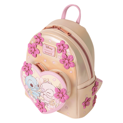 Loungefly Stitch & Angel Cherry Blossom Heart Mini Backpack