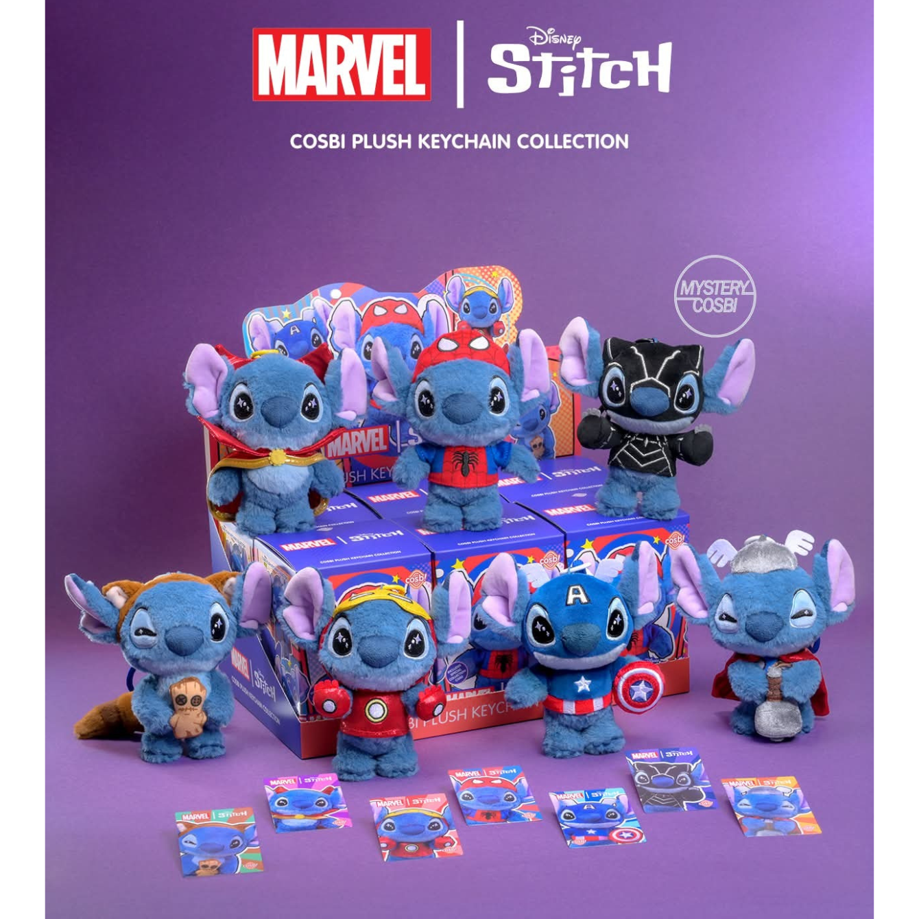 Marvel Stitch Cosbi Plush Keychain Collection