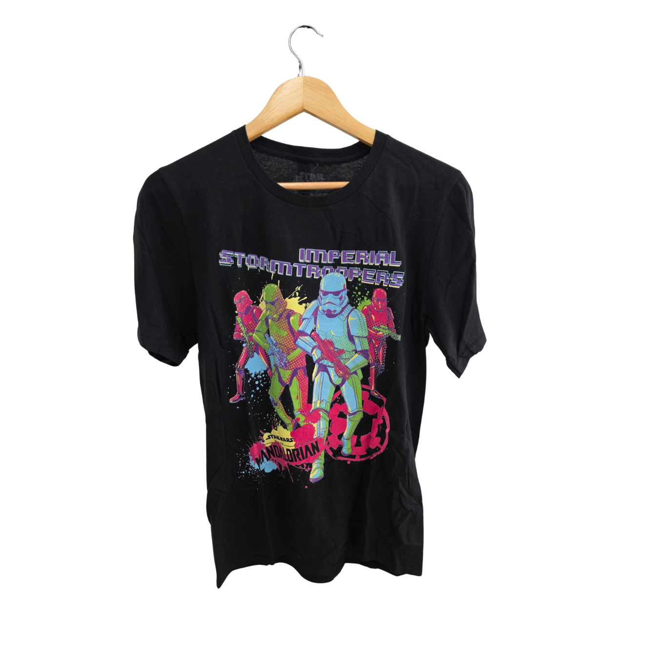 Star Wars The Mandalorian Neon Retro Stormtroopers Black T-shirt