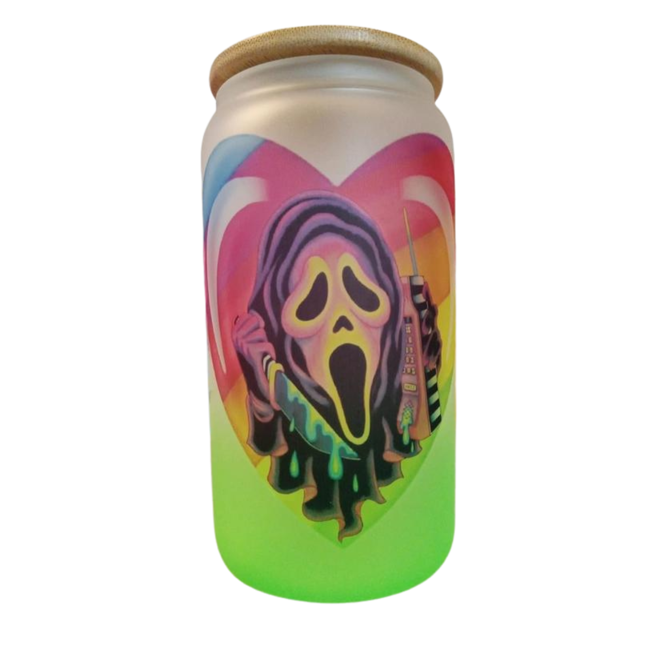 Lisa Frank Frosted Horror Glass Tumbler Ghostface
