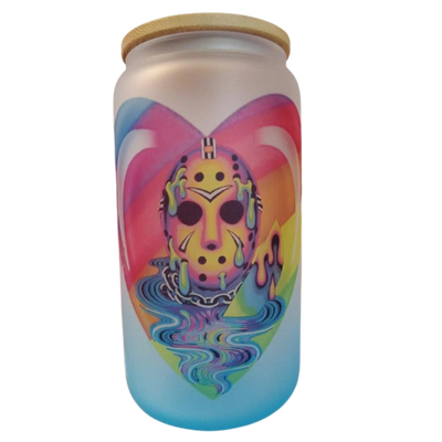 Lisa Frank Frosted Horror Glass Tumbler Jason
