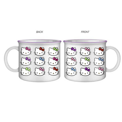 Hello Kitty Faces and Bows Glitter 20oz Ceramic Camper Mug
