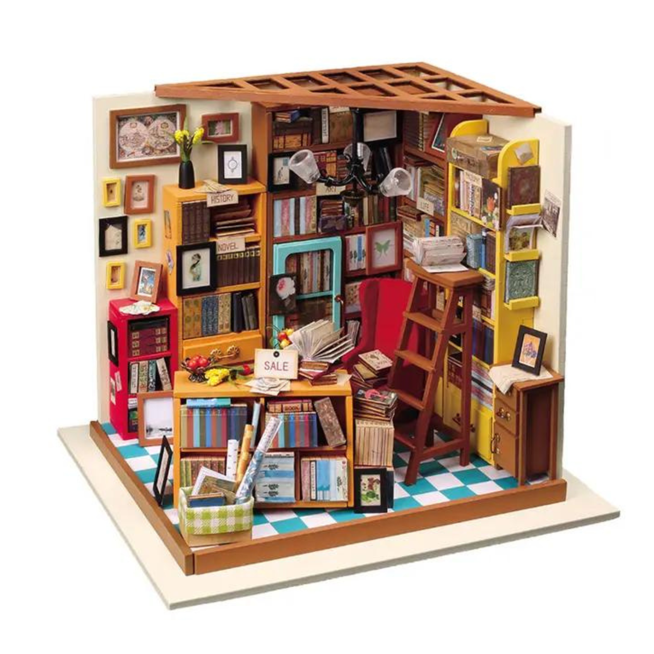 Sam's Study Rolife Library Diy Miniature Dollhouse