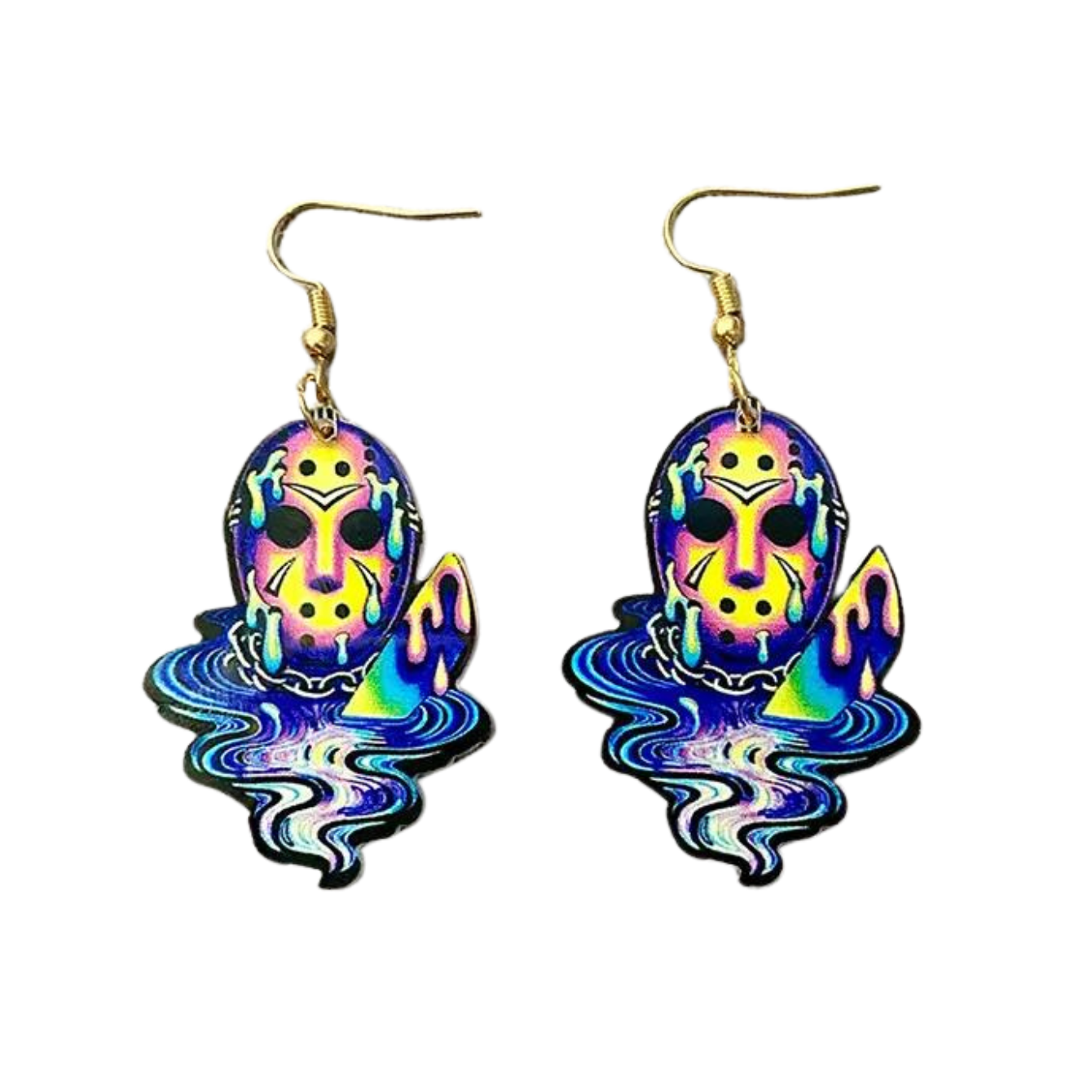 Halloween Tie Dye Scary Jason Earrings