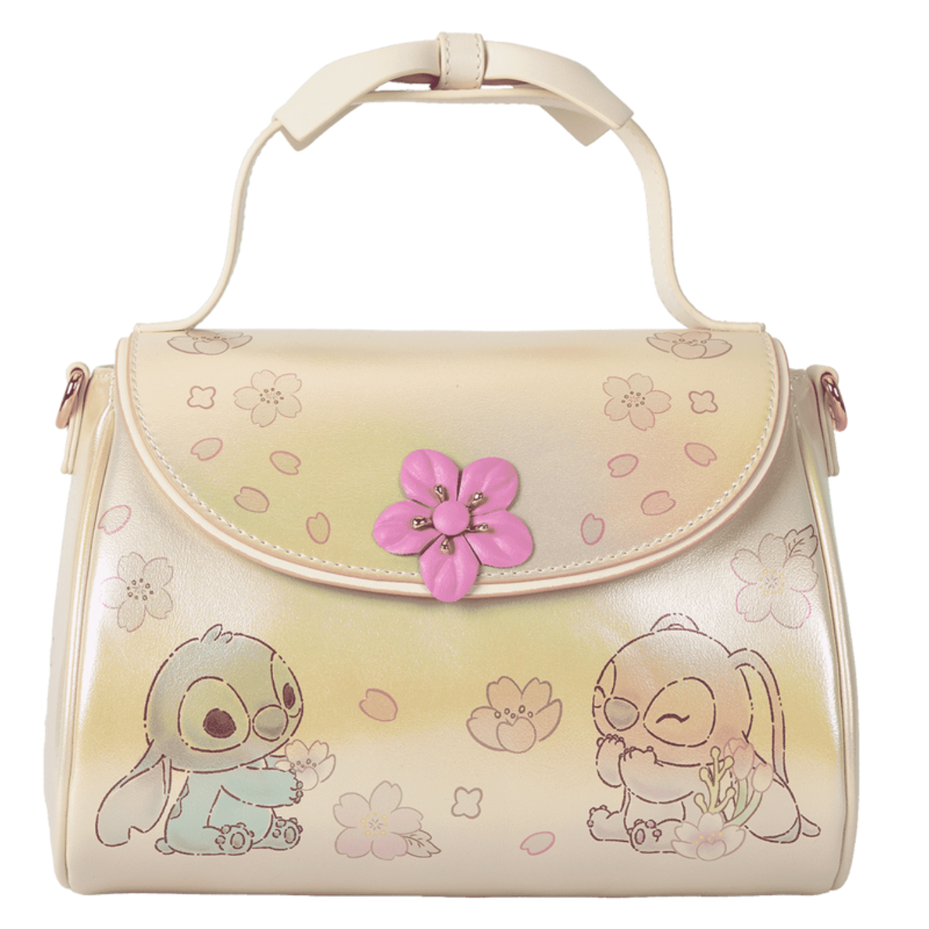 Loungefly Stitch & Angel Cherry Blossom Bow Handle Crossbody Bag
