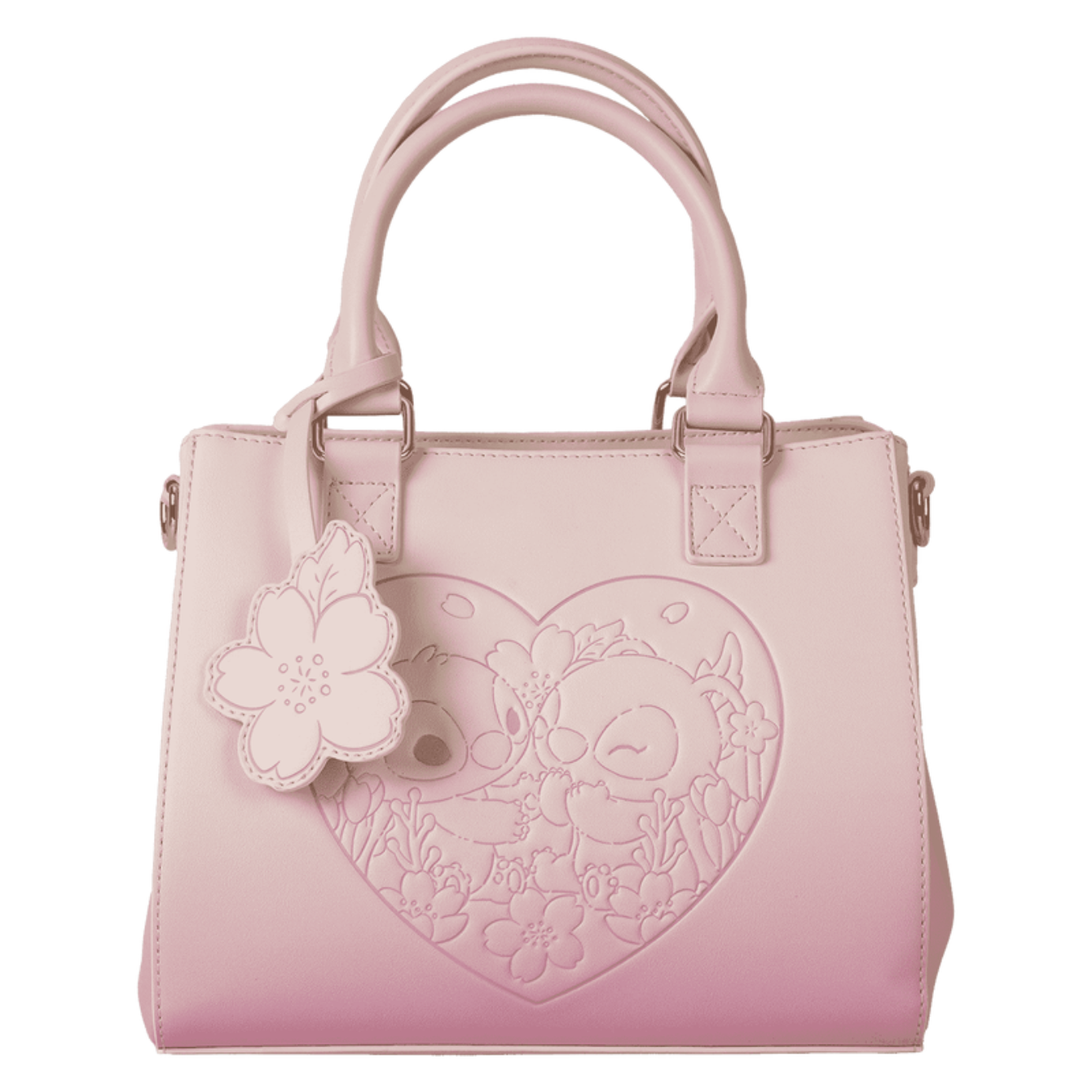 Loungefly Stitch & Angel Cherry Blossom Heart Crossbody Bag