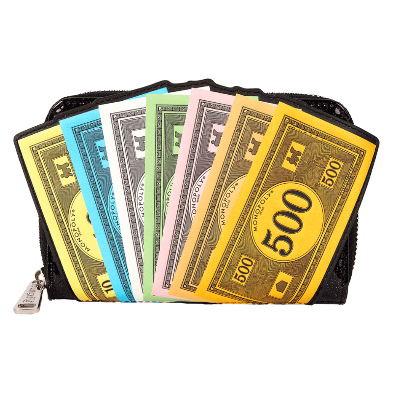 Loungefly Monopoly 90th Anniversary Money Glitter Zip Around Wallet