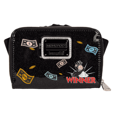 Loungefly Monopoly 90th Anniversary Money Glitter Zip Around Wallet