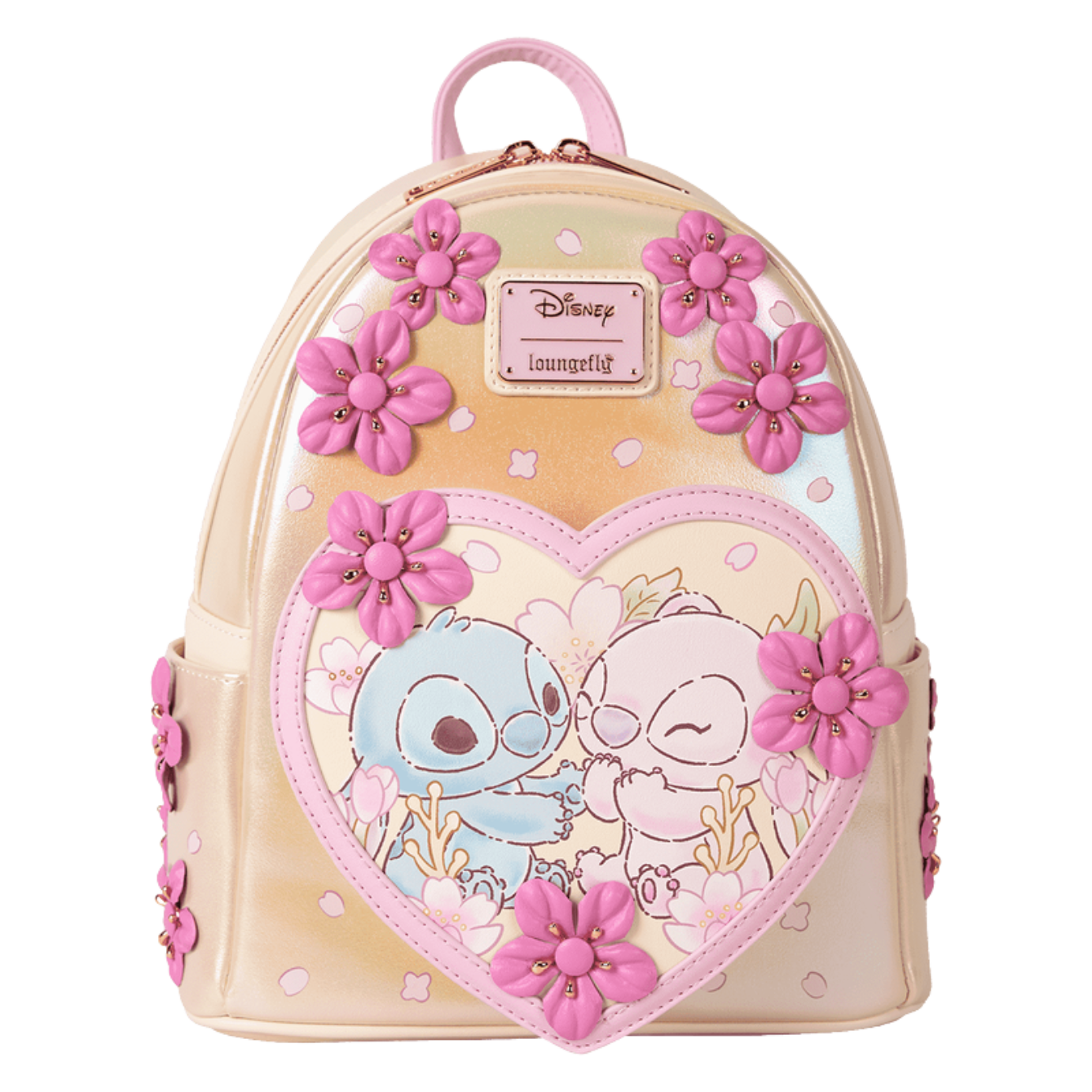 Loungefly Stitch & Angel Cherry Blossom Heart Mini Backpack