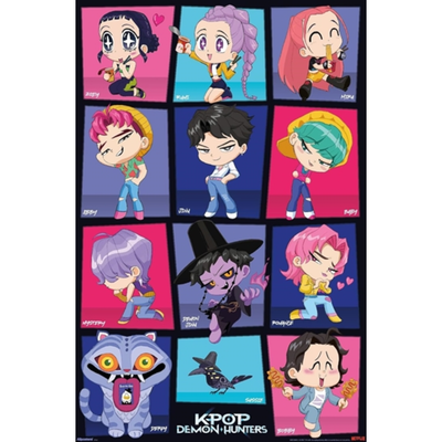 KPop Demon Hunters Chibi Grid Wall Poster
