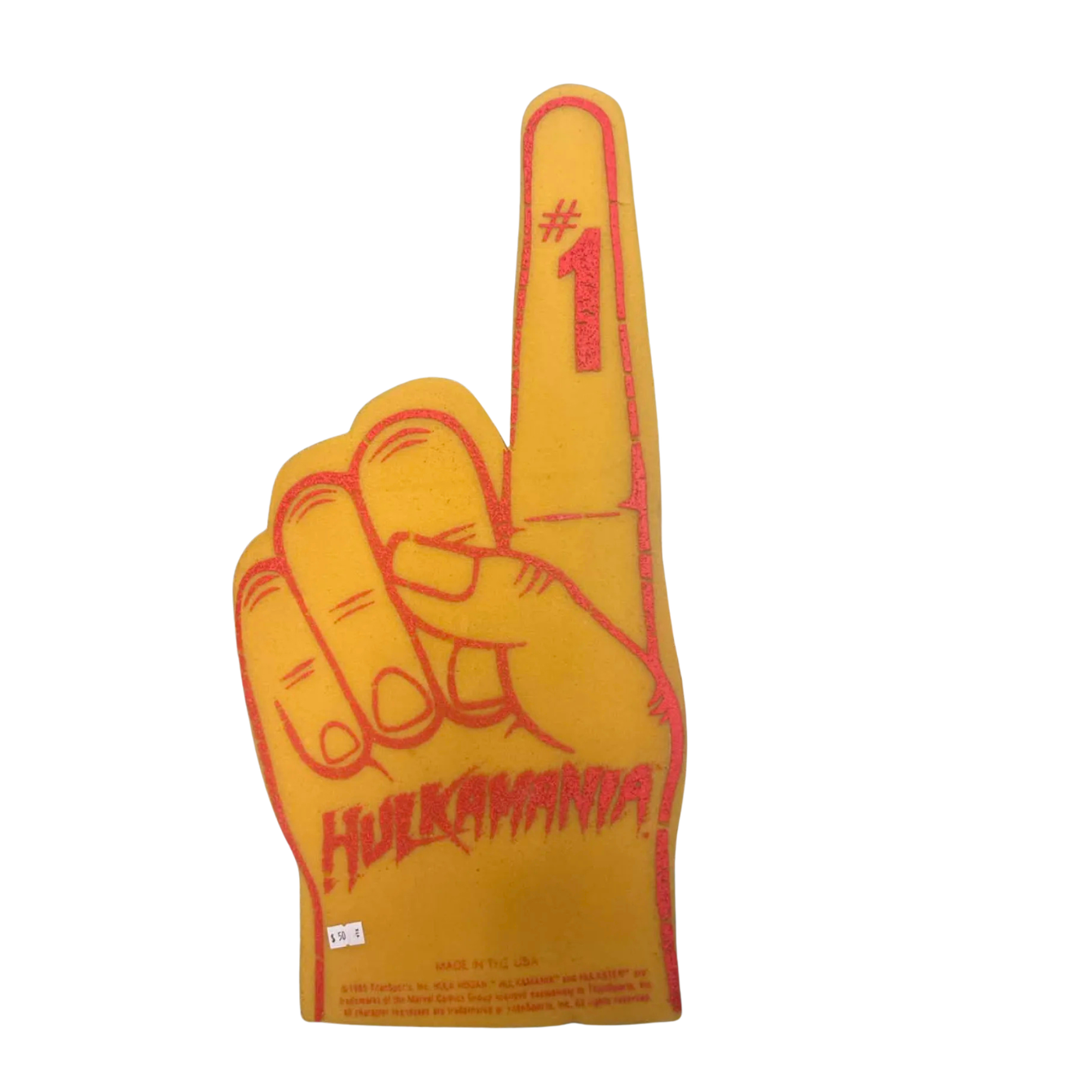 Vintage 1991 Hulk Hogan (Hulkamania/Hulkster Rules) Foam Finger