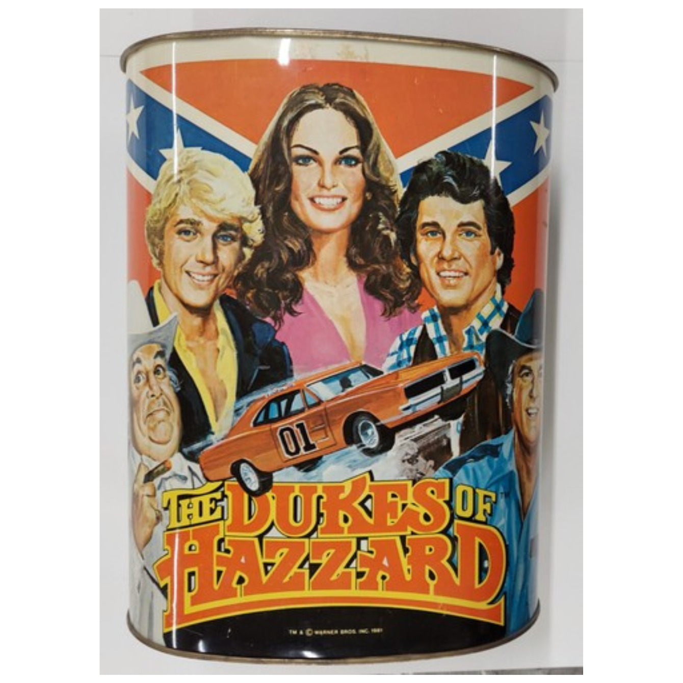 Vintage 1981 The Dukes of Hazzard Metal Trash Can Cheinco General Lee