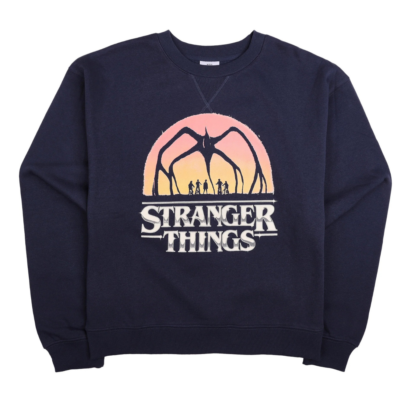 STRANGER THINGS 5 ONE LAST STRANGE ADVENTURE WOMEN'S NAVY BLUE CREW NECK LONG SLEEVE SWEATSHIRT