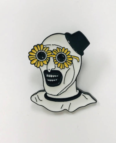Clown with Sunflower Glasses Lapel Pin, Gothic Gift