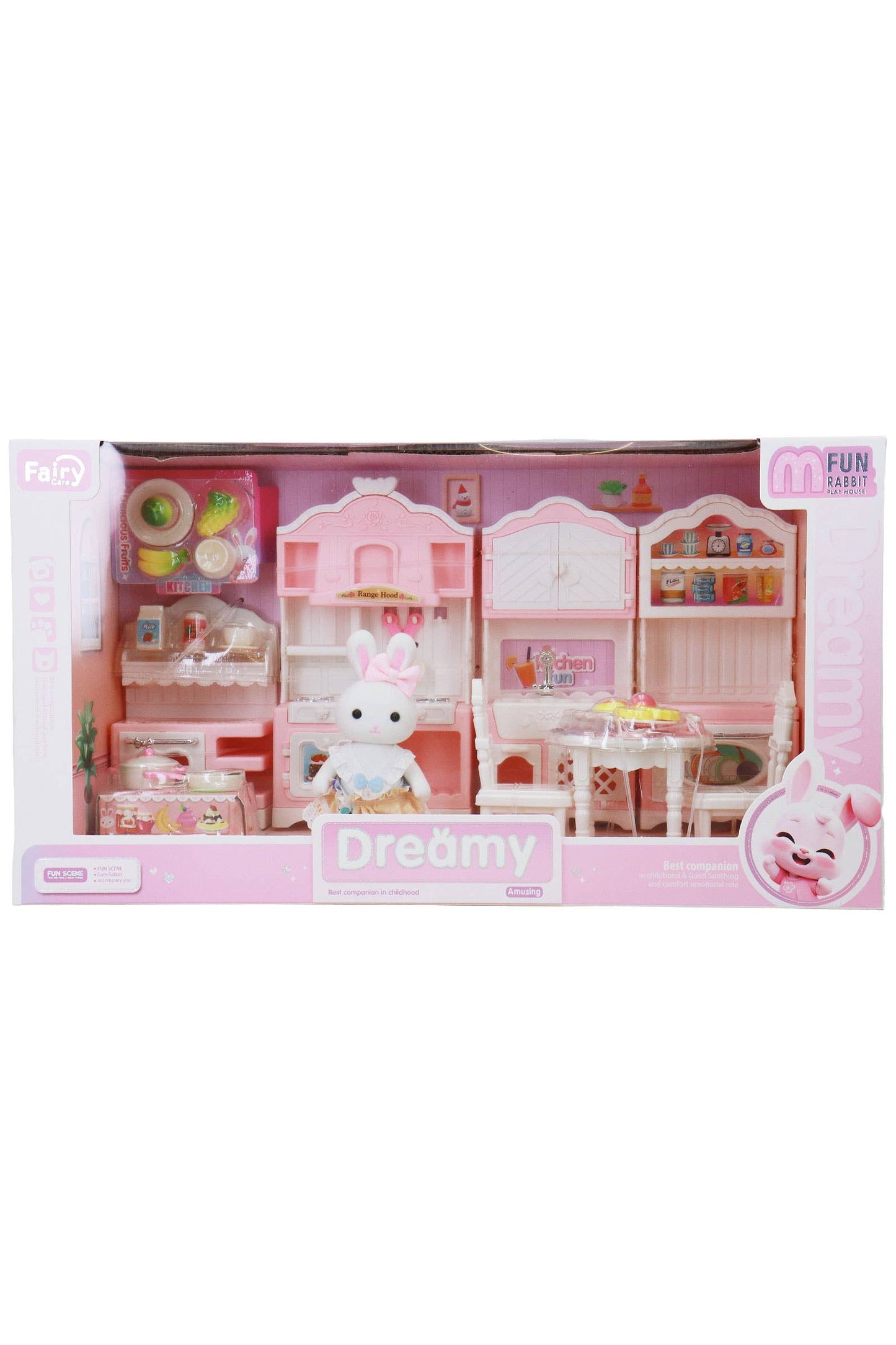 Mini Bunny Rabbit Girl Kitchen Dining Room Pretend Play Set