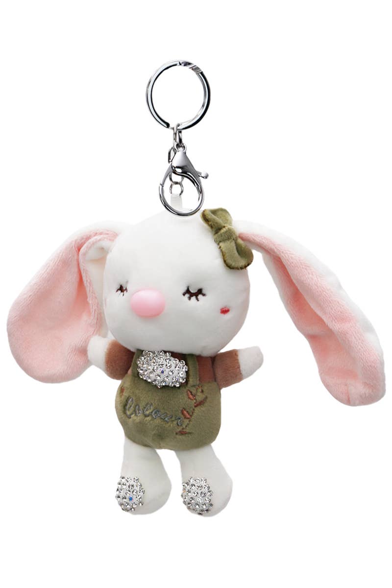 Bunny Bling Rhinestone Plushie Doll Key Chain Random Color