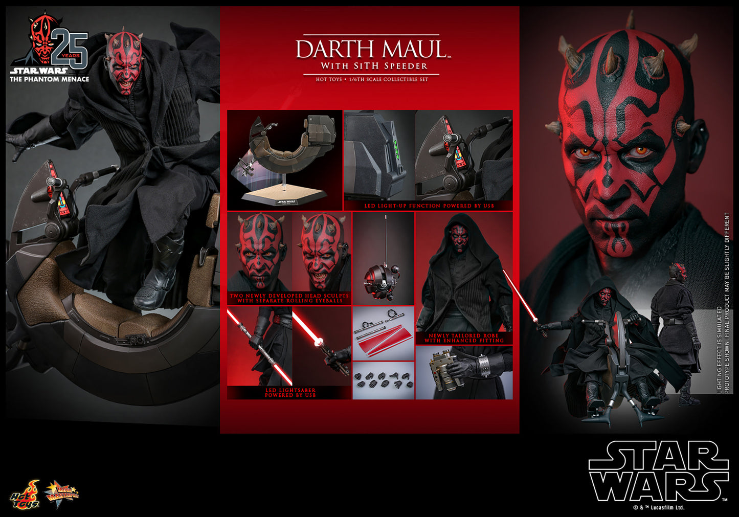 PRE-ORDER Darth Maul with Sith Speeder Sixth Scale Figure Set