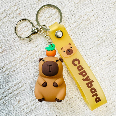 Capybara Bathtub Figurine Keychain Orange Acrylic Key Charm