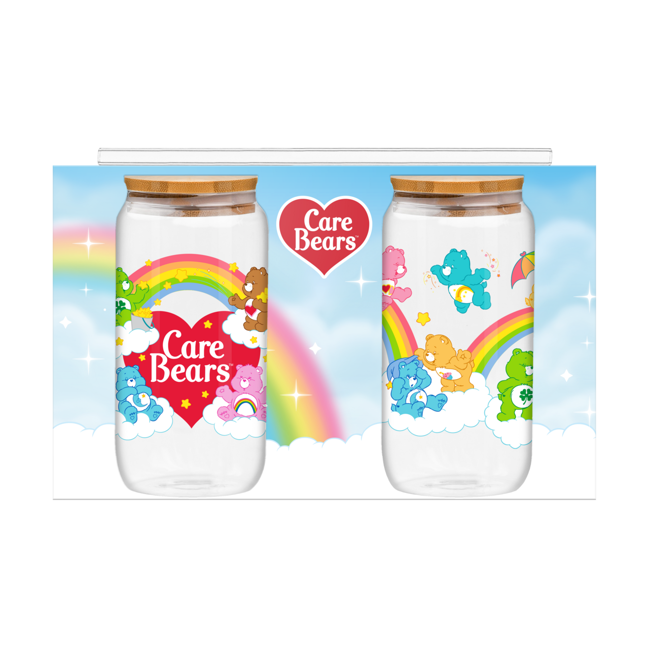 Care Bears Legacy Guide Rainbow Group & Logo 2pk 16oz Glass Tumbler