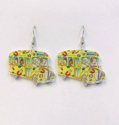 Magic School Bus Earrings Teacher Gift kid's book character