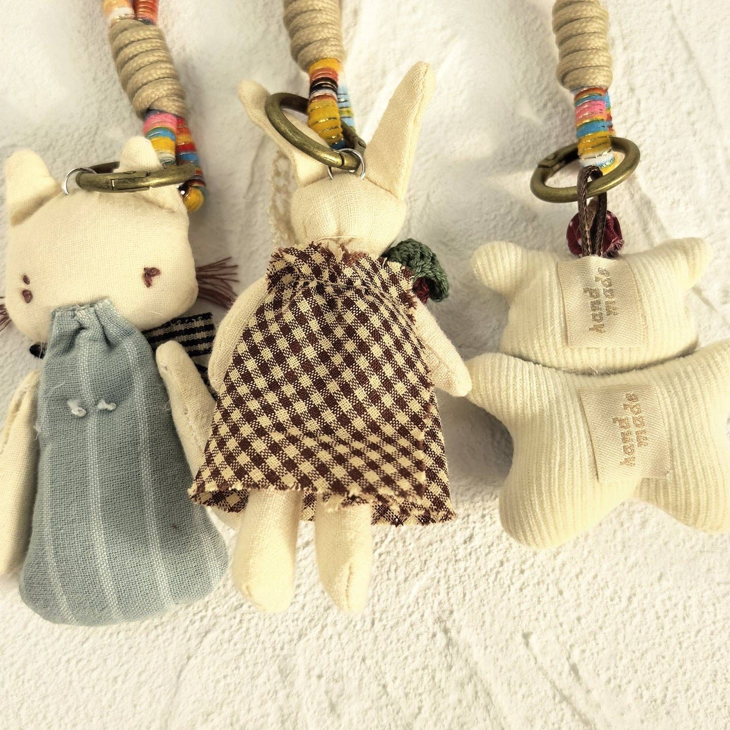 Handmade fabric cartoon keychains cute animal dolls charm