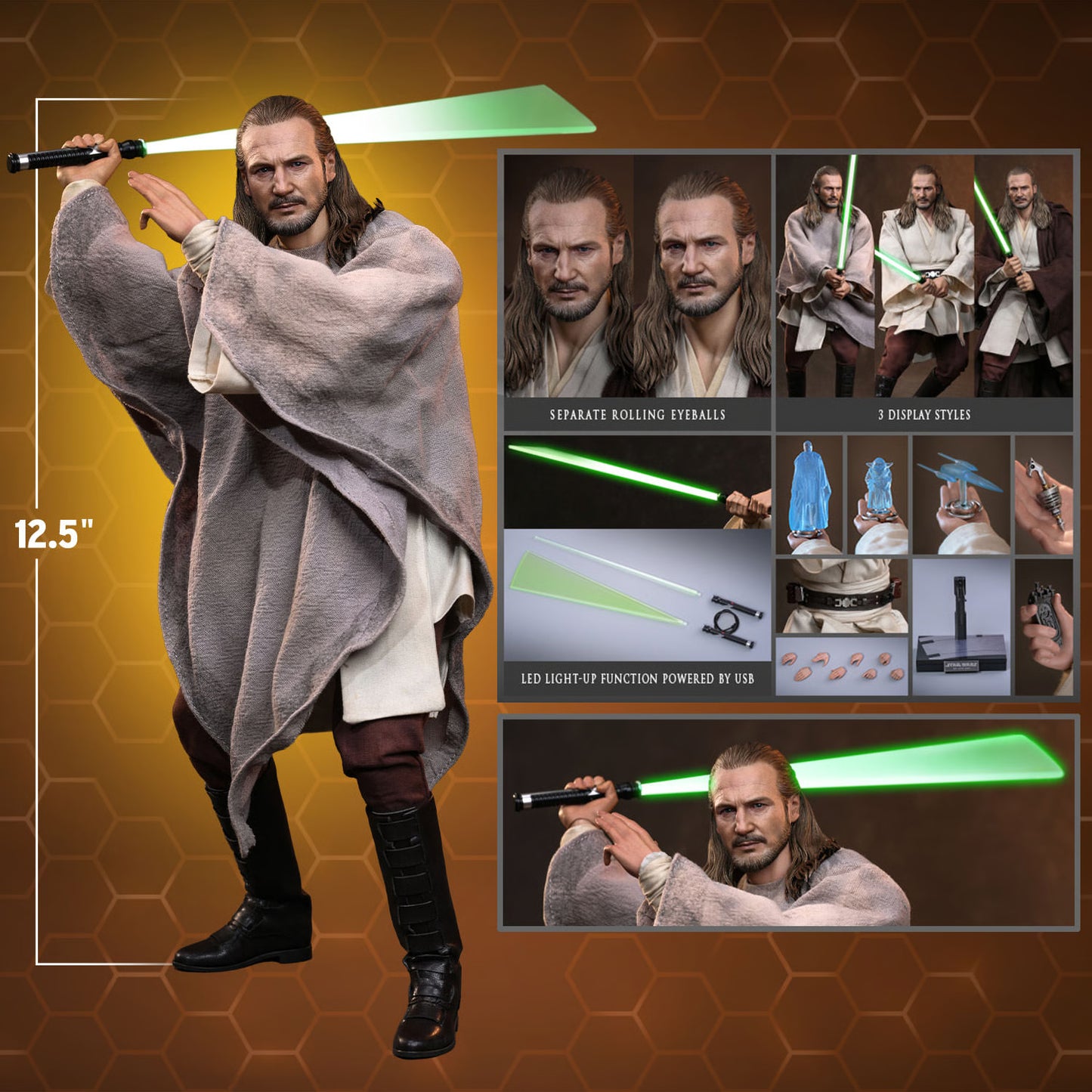 PRE-ORDER Hot Toys Star Wars The Phantom Menace Qui-Gon Jinn 1/6th Scale Figure