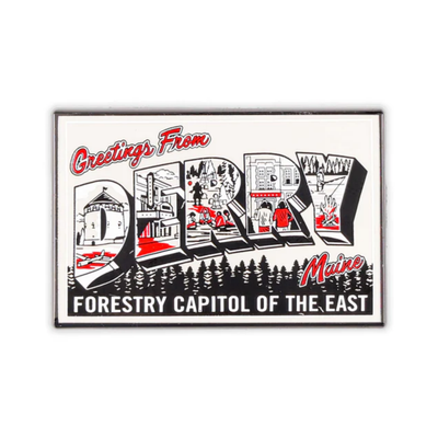 IT "Greetings From Derry" Postcard Printed Enamel Pin