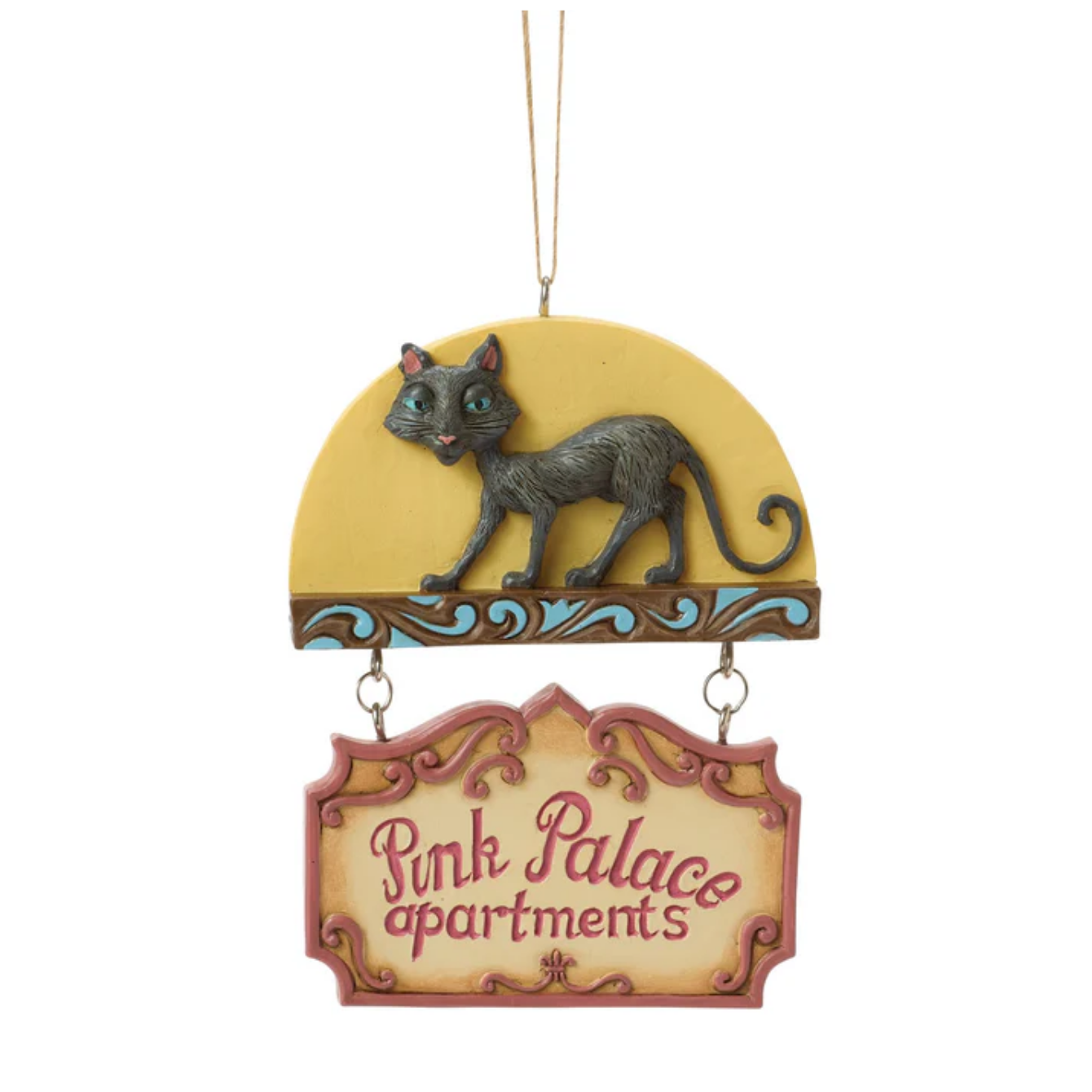 Black Cat Pink Palace Sign Orn