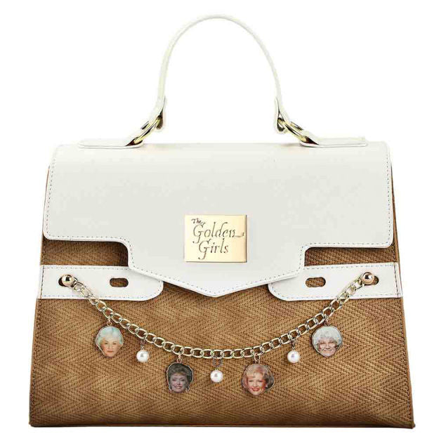 GOLDEN GIRLS CHARMS METALLIC CROCHET FABRIC HANDBAG