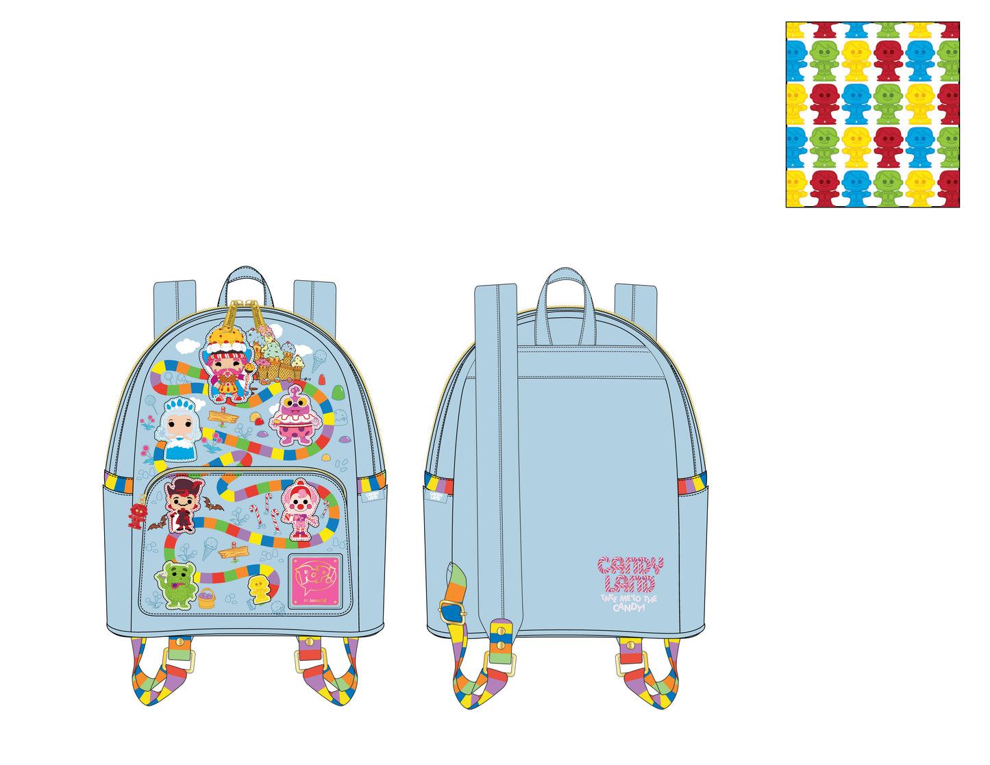 POP BY LF HASBRO CANDY LAND TAKE ME TO THE CANDY MINI BACKPACK LOUNGEFLY
