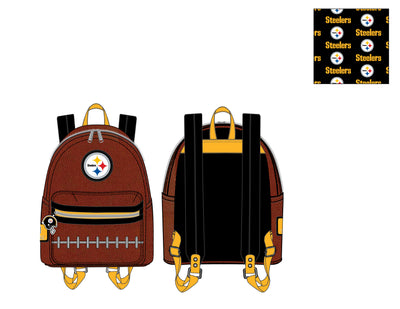 NFL PITTSBURGH STEELERS PIGSKIN LOGO MINI BACKPACK LOUNGEFLY